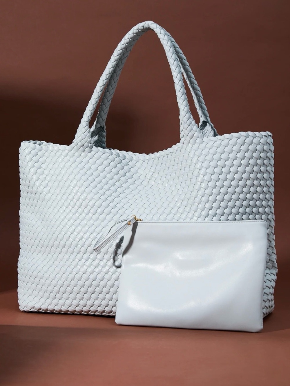 Altar'd State Ice Blue Large Woven Tote Bag